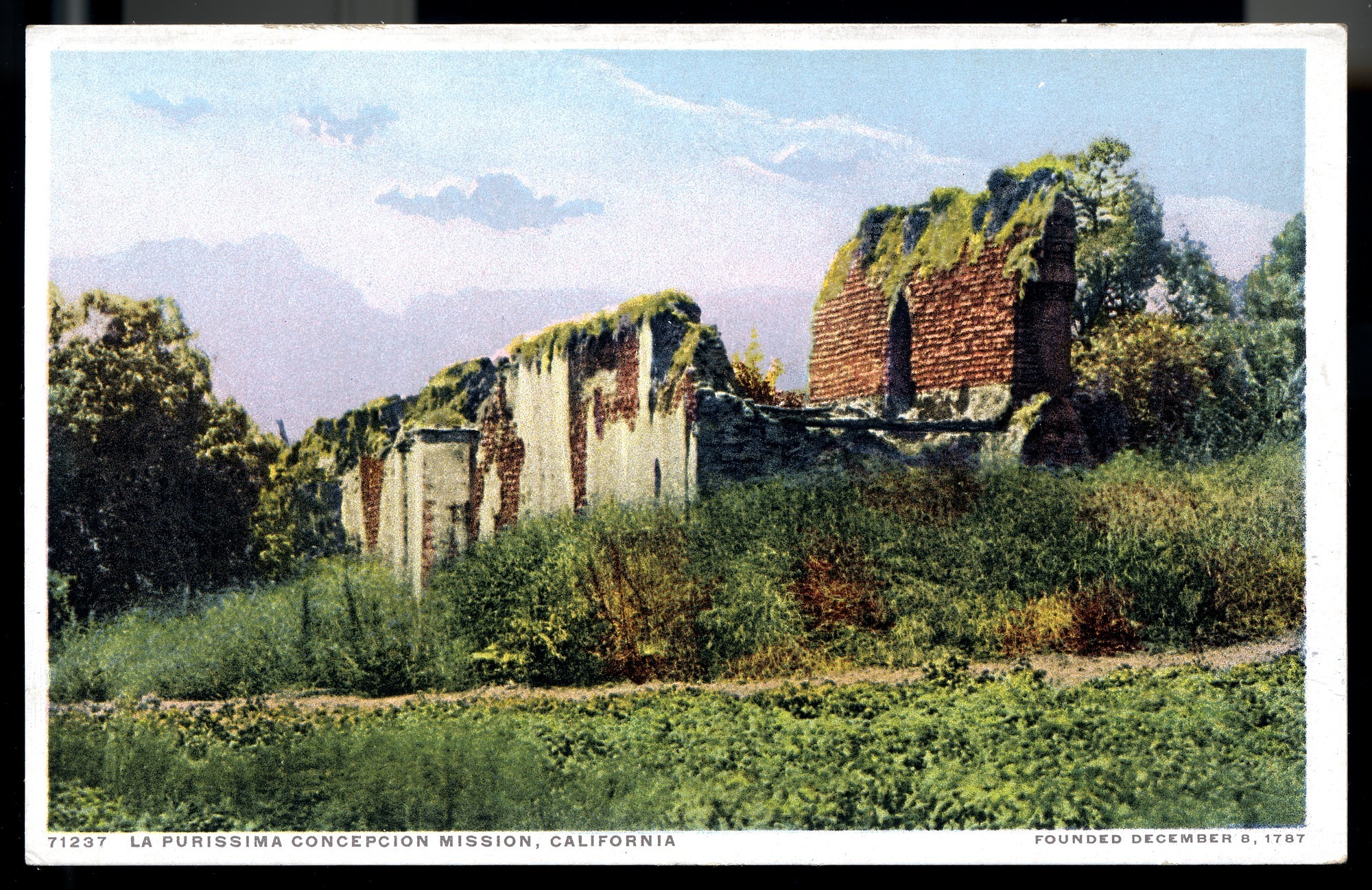 Postcard 42 – La Purísima Concepcíon Mission, California. Founded December 8, 1787. Detroit Publishing Company. ca 1910. NMAH 1986.0639.2040.