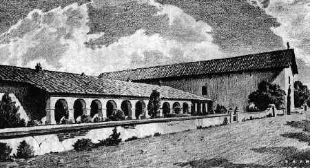 Ink drawing of Mission San Miguel de Arcángel