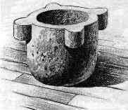 A mortar used at Mission San Rafael Arcángel