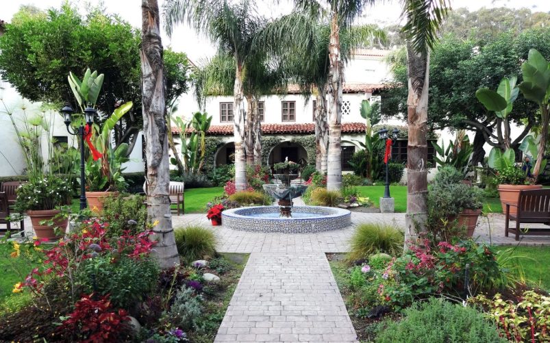 Mission San Buenaventura Courtyard and Fountain